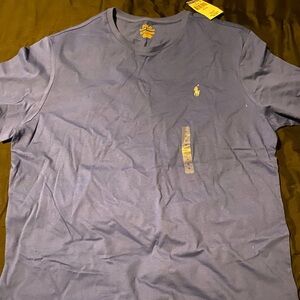 Polo v-neck short sleeve t-shirt, white signature pony on the side.